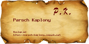 Parsch Kaplony névjegykártya